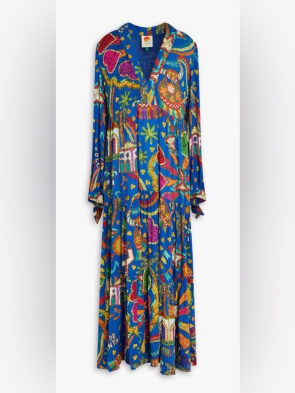 FARM Rio Folk Party Santa Fe Long-sleeved Maxi